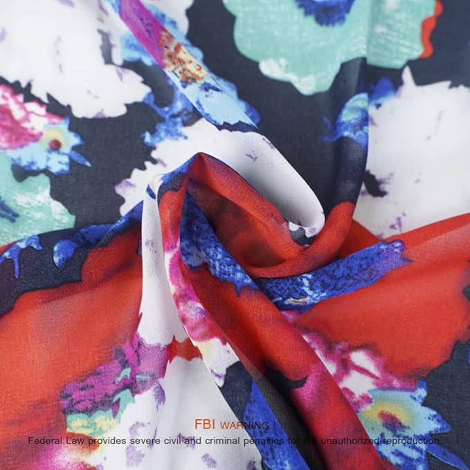 Women's Bohemian Floral Chiffon Beach Cover up Swimsuit Kimono Summer Swimwear Cardigans
