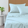 Pizuna Pure 100% Cotton Queen Size Sheets, 800 Thread Count Long Staple Cotton Crisp Sateen with 15 inch Deep Pocket (Combed Baby Blue Cotton Sheets Queen)