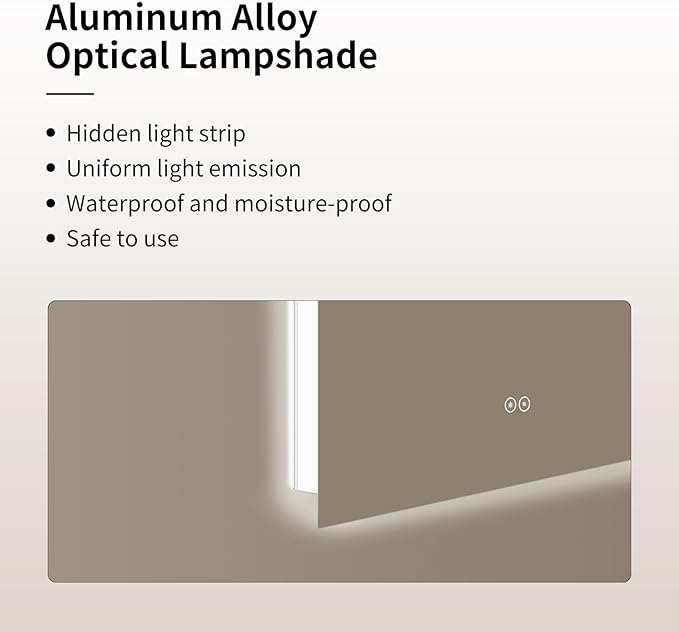 Arched Shaped LED Bathroom Mirror with dimming Lighting, 24V, 3 Color temperatures, defogger, 5MM Silver Glass (40" L x 30" W)