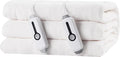 Electric Heated Blanket 84"x90" Queen Size, Soft Coral Fleece, Dual Controllers with 4 Heating Levels and 10 Hours Auto-Off, Machine Washable, Cozy Plush Fabric for Home, White