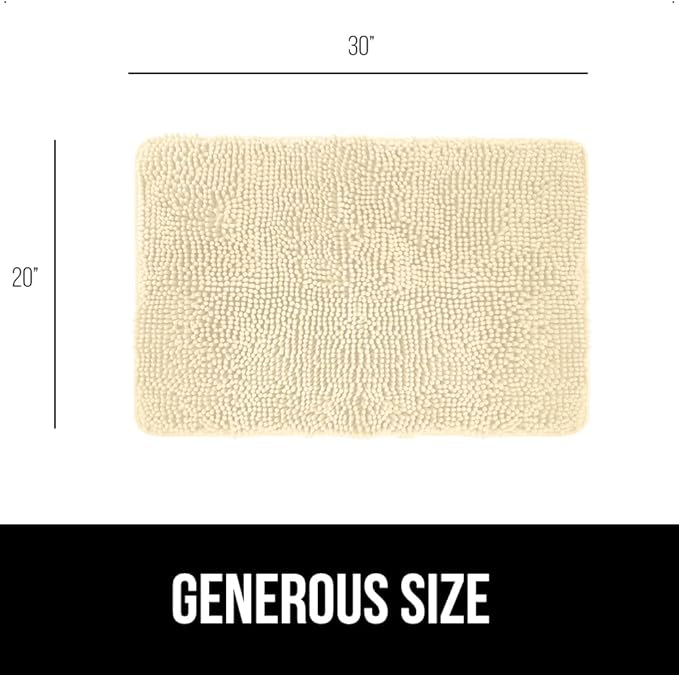 GORILLA GRIP Bath Rug Mat 30x20, Thick Soft Absorbent Chenille, Quick Dry Microfiber Mats, Rubber Backing Washable Shower Floor Rugs, Bathmat Runner, US Designed Bathroom Home Decor Accessories Sand