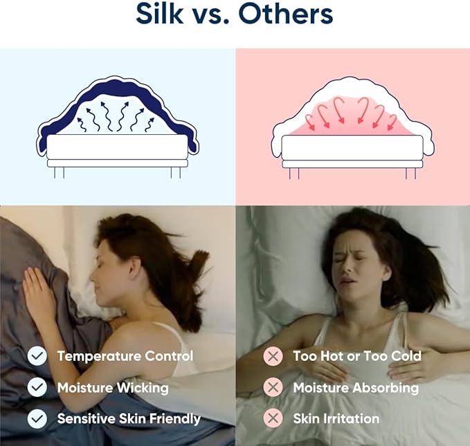 Vesta Silk-Filled Summer Lightweight Comforter, Washable Cooling Blanket for Hot Sleepers, Long Staple Mulberry Silk, Moisture & Thermal Control (Queen, Mirage White)