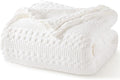 PHF 100% Cotton Waffle Weave Blanket Twin Size for Bed, Soft Lightweight & Breathable, All-Season Comfort, Luxury Aesthetic Woven Bedding for Home Decor, 66"x90", White