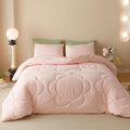 KAREVER Pink Flower Comforter Queen Pink Sunflower Print Bed Queen Comforter Set 3 Pieces Dark Pink Floral Comforter Set for Women Girls Bedroom Decor All Season Hotel Quality Comforter Set