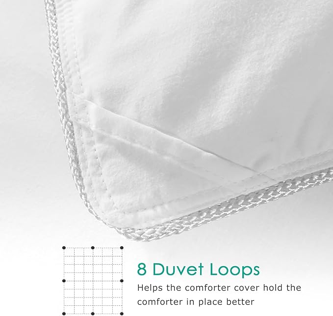 APSMILE Premium Down Feather Fibers Comforter King Size, All Season Duvet Insert King with 8 Corner Tabs, Ultra Soft Poly-Cotton Cover Down Feather Fibers Comforter (White, 106 * 90")