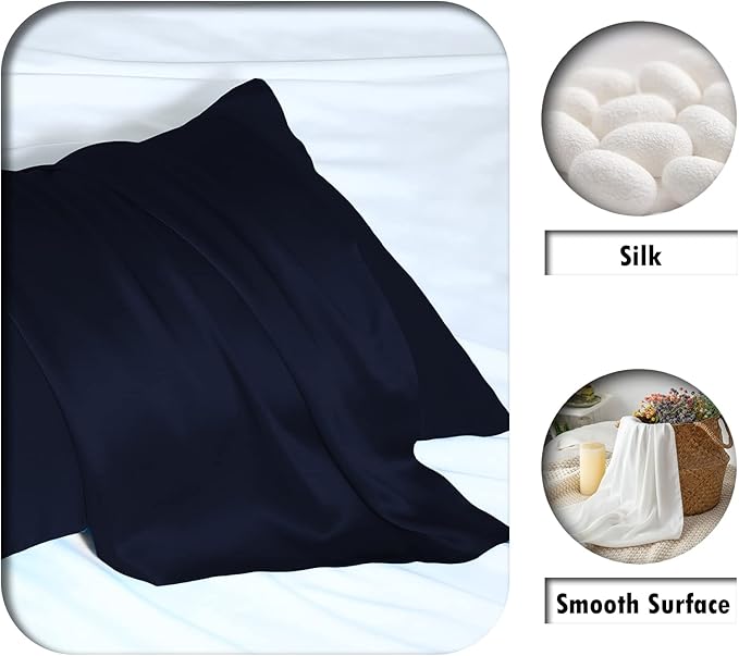 Silk Pillowcase for Hair and Skin,Soft,Breathable and Sliky 100% Standard Size Pillow Cases Set of 2,Both Sides Natural Mulberry Silk Pillowcases with Hidden Zipper(Standard Size 20"X 26",2pcs)
