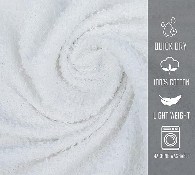 (Pack of 12 White Bath Towel Bulk 24x48 Inches - Economy Cheap Bath for Commercial Uses, Gym, Salon, Spa & Hair -Lightweight Bath Towels Quick Drying -Bath Towels Sets Bulk
