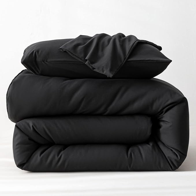 ROSGONIA Comforter Full Size Black for Girls Boys Teens, 3pcs (1 Boho Comforter & 2 Pillowcases), Lightweight Dorm Bedding Soft All Season Bed Set