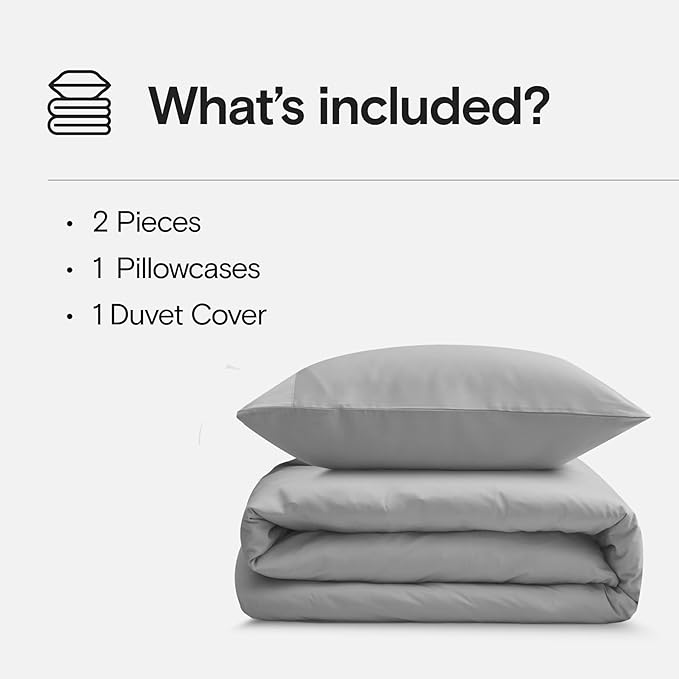 DOZ Duvet Cover Set, 100% Viscose derived from Bamboo, Organically Grown, Buttery Soft, Cooling Duvet Covers, High GSM, 1 Duvet Cover and 1 Pillowcase, 70"x90" (Dove, Twin/Twin XL)