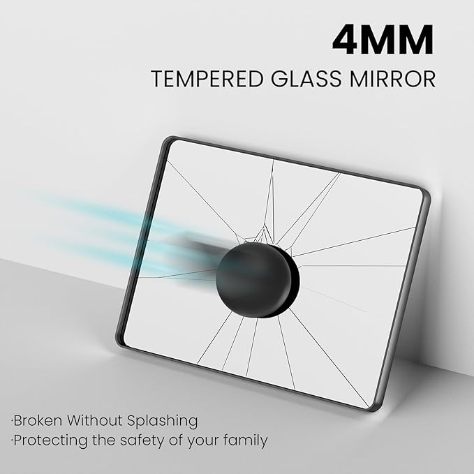 White Bathroom Mirror 40x32 Inch, White Metal Framed Bathroom Mirror for Wall, Rounded Rectangle Matte Bathroom Vanity Mirror, Tempered Glass, Anti-Rust, Horizontal/Vertical
