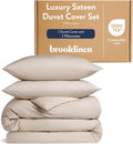 Brooklinen Luxury Sateen Duvet Cover Set - 100% Cotton, King/California King Size in Pebble - Includes 1 Duvet Cover and 2 King Pillowcases - Best King/Cali King Duvet Covers