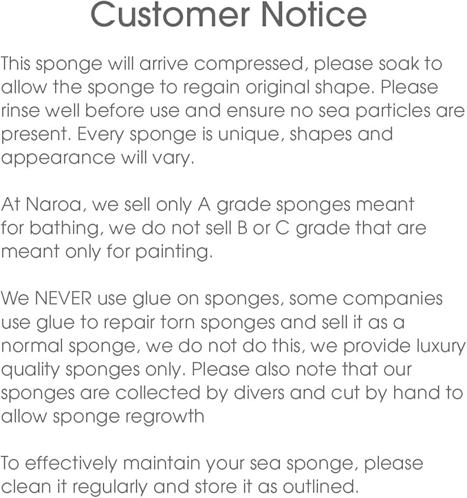 Naroa Soft Natural Sponge Large | Gentle Sea Loofah for Bathing Smooth Skin | Unbleached Shower Body Scrubber Puff | Bath & Spa (L)
