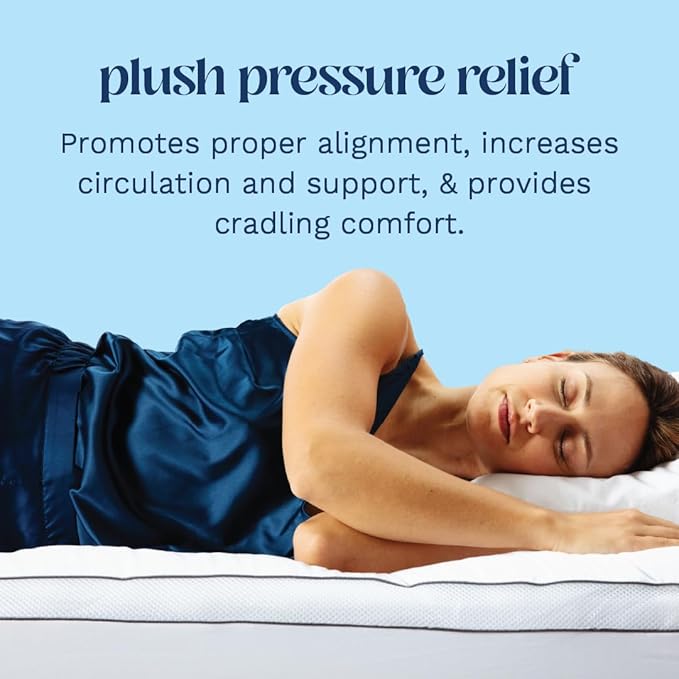 ViscoSoft 3 Inch Pillow Top Memory Foam Mattress Topper Short Queen - Cooling Hybrid Lux Dual Layer RV Mattress Pad - CertiPur-US Certified
