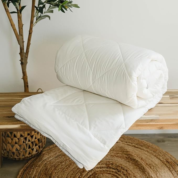 Woolino Premium Australian Wool Duvet Insert Bed Comforter, Mid-Weight Wool Comforter, Organic Cotton Shell, Machine Washable, Crib Size