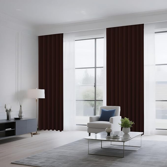 CUCRAF Blackout Curtains 45 inch Length 2 Panels Set, Rod Pocket Room Darkening Drapes for Bedroom Living Room, Insulated Thermal Light Blocking Window Curtain (W52 x L45 Inch, Chocolate)