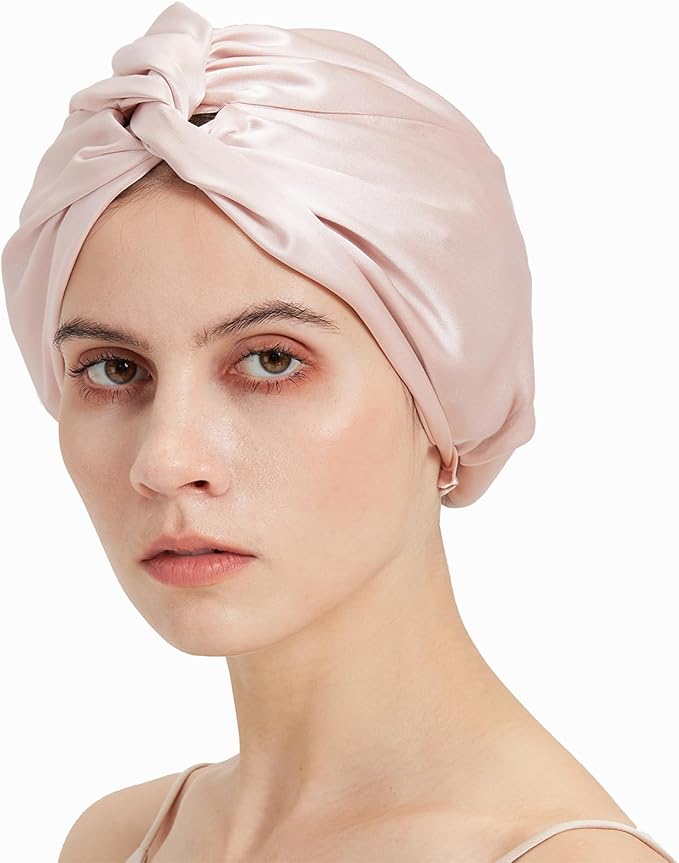 100% Mulberry Silk Bonnet, Double-Layered Hair Bonnet for Sleeping Women, Pure Silk Turban, Night Sleep Hair Wrap
