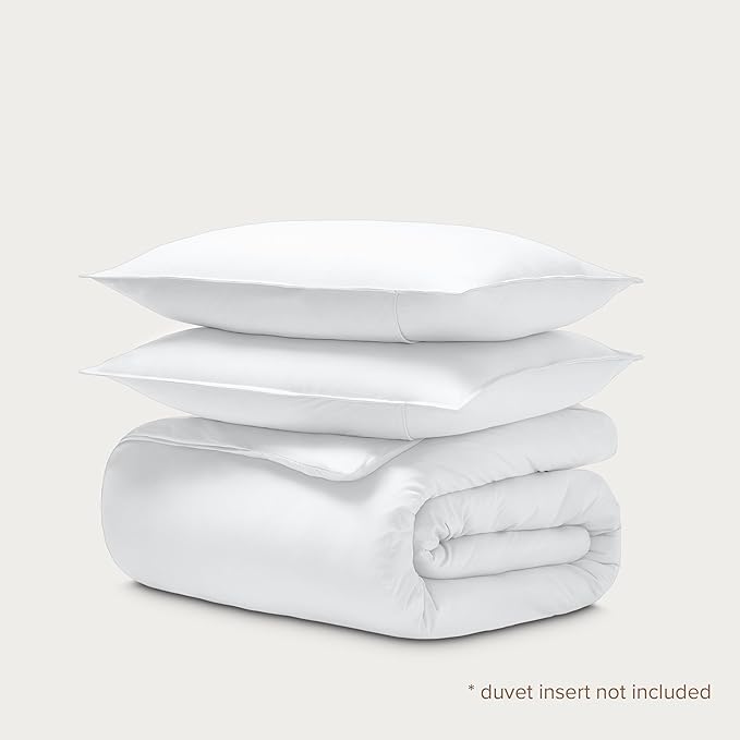 Bare Home 100% Organic Cotton Jersey Duvet Cover Set - King/Cal King Size - Ultra Soft - 100% Cotton - 3pcs - Corner Ties - Button Closure - Bedding Duvet Cover & Pillow Shams (King/Cal King, White)
