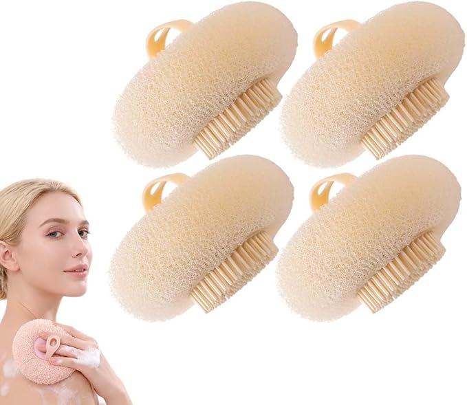 Super Soft Sunflower Suction Cup Bath Ball, 2025 New Exfoliating Bath Bath Sponge Cleaning Brush with Finger Rings for Women and Men (Begie, 4 pcs)