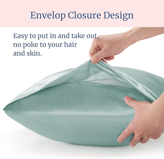 BEDELITE Satin Pillowcase for Hair and Skin, Super Soft Similar to Silk Pillow Cases 4 Pack with Envelope Closure, Cooling Pillowcases for Women Men (20"x40" King Size, Haze Blue)
