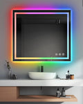 oneup 40x36 Inch Bathroom Mirror with Lights,RGB Color Changing LED Bathroom Mirror,Anti-Fog Wall-Mounted Vanity Mirrors,Smart Dimmable Multicolor Lighted,IP54 Waterproof (Horizontal/Vertical)