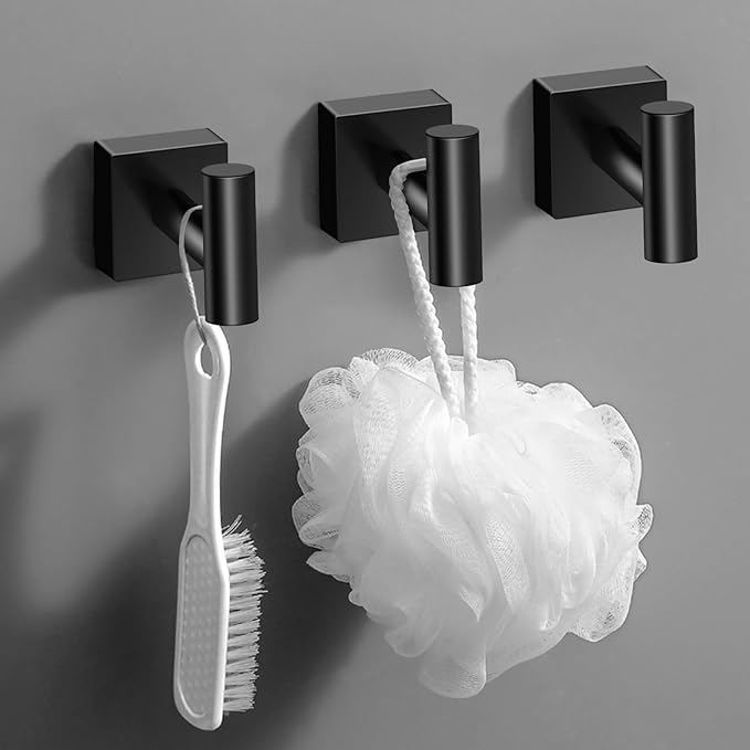 Bathroom Hardware Set 4 Pieces, Matte Black Stainless Steel Towel Bar Set, Includes 24In Towel Bar, Towel Ring, Robe Towel Hooks,Toilet Paper Holder, Wall Mounted Towel Rack Set