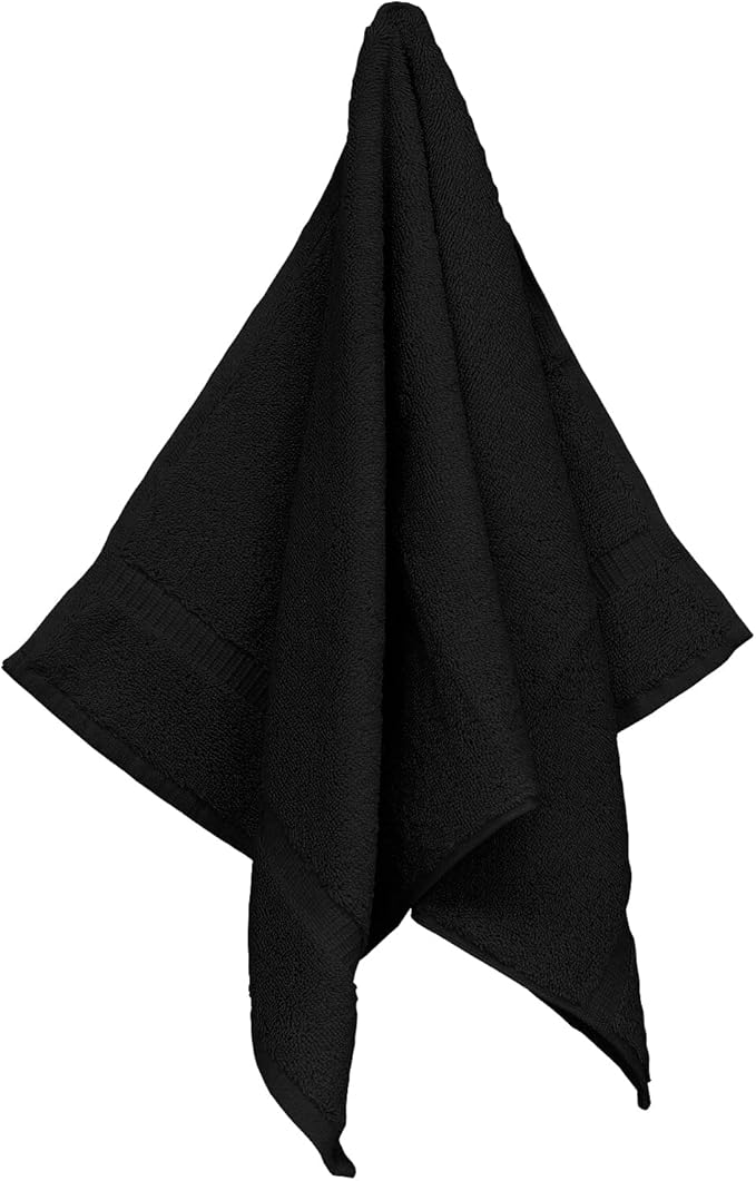 Luxury Hotel & Spa Ultra Soft Hand Towels 100% Turkish Cotton - Black - Set of 4