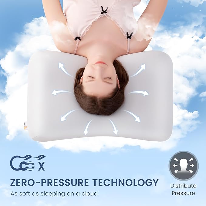 Elegear Deep Sleep Cooling Neck Pillow, Zero-Pressure Tech Orthopedic Pillow Provides Ultra-soft Cloud Support&BreathabAle, Ergonomic Contour Cervical Pillow for Neck Pain Relief for Side&Back Sleeper