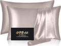 Silk Pillowcase 2 Pack, Mulberry Silk Pillow Cases Queen Size Set of 2, Anti Acne Silk Pillowcase for Hair and Skin, Natural Silk Satin Pillowcases for Sleeping Women 2 Pack with Zipper, Taupe