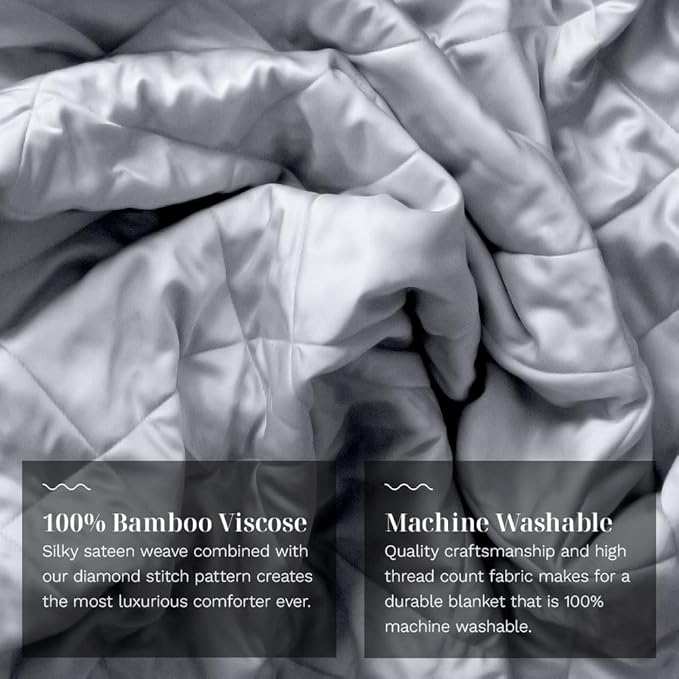 LUXOME Lightweight Blanket | 100% Rayon (Viscose) from Bamboo Fabric & Fill | Full/Queen - 86"x92" | Super Soft | Thermal-Regulating | Stone