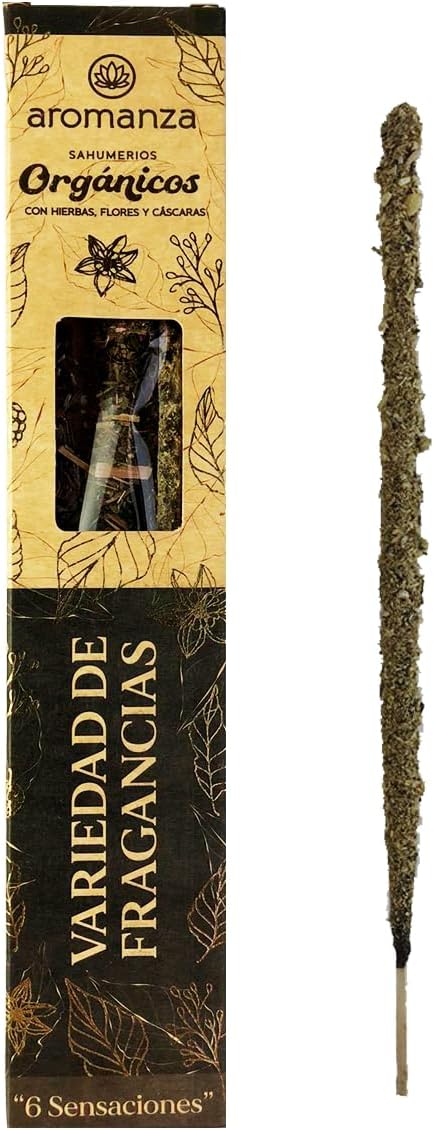 Organic Incense Sticks Variety of FRAGRANCES (6 u) - Handmade Natural Incense Sticks, Each Stick is a Different Scent. Perfect for Every Mood. Aromas for Your Well Being. Spiritual Gift.