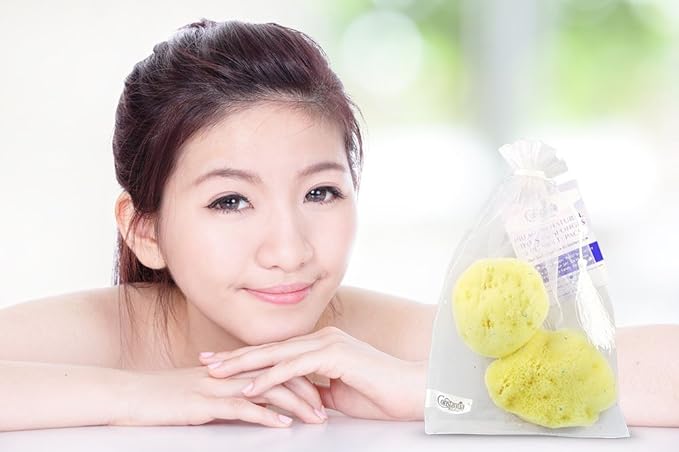 Premium Natural FINA Silk Sponges - 2pc, 4"- 4.5" Luxury Soft on Skin fine pored sea Sponge from The Mediterranean, Perfect for Make up, Facial Cleansing & Bathing