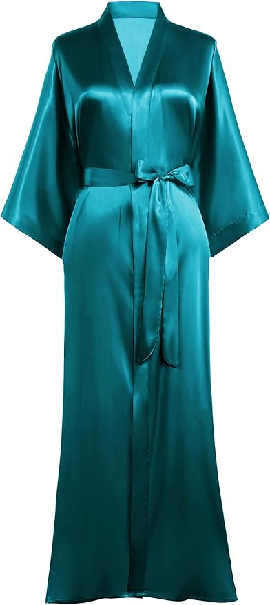 PRODESIGN Satin Kimono Robe Women Long Silky Kimono Bathrobe Sleepwear Wedding Bridesmaid Robe