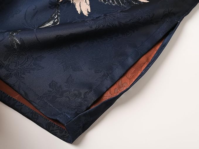 Ledamon Women's Kimono Short Robe - Classic Floral Bathrobe Nightgown