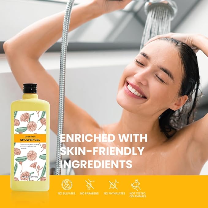 Bubble Bath for Women, Chamomile Shower Gel Gifts Set, Mother's Day Gifts for Mom, 51.2 fl oz (Pack of 4)