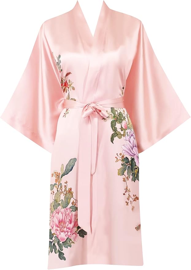 women's 100% silk kimono, short bathrobe pajamas, kimono pajamas