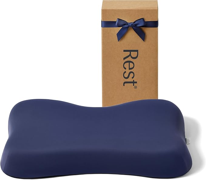 REST® Evercool® Cooling Pillow, Instant Cool-to-Touch Shell Fabric & Breathable Silicone Sponge Core for All-Night Temperature Regulation & Ergonomic Support, Medium Height, Midnight Blue