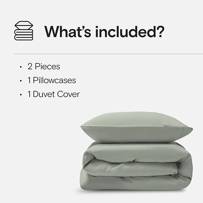 DOZ Duvet Cover Set, 100% Viscose derived from Bamboo, Organically Grown, Buttery Soft, Cooling Duvet Covers, High GSM, 1 Duvet Cover and 1 Pillowcase, 70"x90" (Sage, Twin/Twin XL)