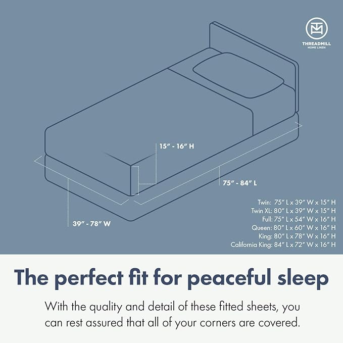 Threadmill 100% Cotton Sheets for Twin XL Size Bed - 600 Thread Count Twin XL Bed Sheets Set with 15” Deep Pocket - Damask Stripe Sateen Weave 3-Piece Bedding Set with Cooling Effect, White