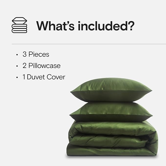 DOZ Duvet Cover Set, 100% Viscose derived from Bamboo, Organically Grown, Buttery Soft, Cooling Duvet Covers, High GSM, 1 Duvet Cover and 2 Pillowcases, 90"x90" (Forest, Full/Queen)