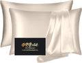 Silk Pillowcase 2 Pack, Mulberry Silk Pillow Cases Queen Size Set of 2, Anti Acne Silk Pillowcase for Hair and Skin, Natural Silk Satin Pillowcases Gifts for Women Men 2 Pack with Zipper, Beige