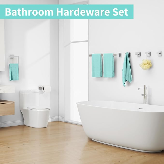 20-Piece Brushed Nickel Bathroom Hardware Set, 24 Inch Bath Towel Bar Set, Stainless Steel Wall Mounted Towel Rack for Bathroom