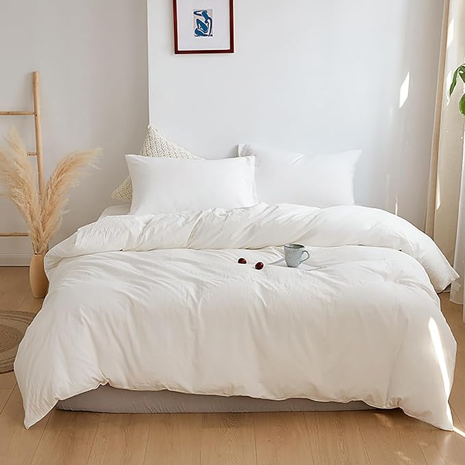 Cottonight White Comforter Sets Queen Pure White Bedding Comforter Queen Size Quilts Blanket Ultra Soft Breathabe Solid Bedding Set for Women Men Adults Teens