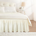 RIMELA Ivory White Bed Skirt King Size 12 Inch Drop, Wrap Around Elastic Adjustable Bedskirt, Soft Durable Fabric Machine Washable Easy to Install Bed skirting Dust Ruffle for Bed Frame & Box Spring