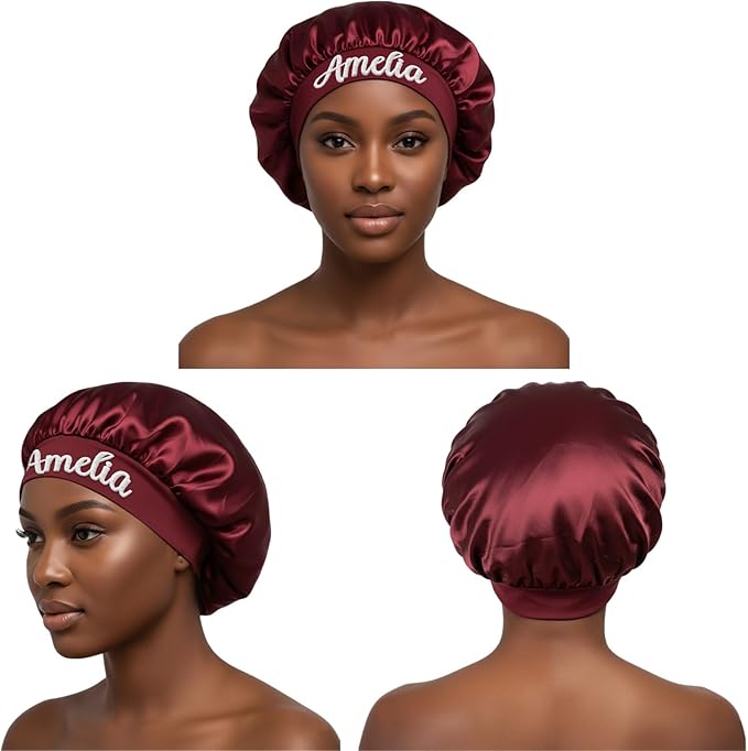 Custom Silk Bonnet for Sleeping Women Satin Bonnet Hair Wrap for Sleeping Band Sleep Night Head Cover for Curly Braid Fine