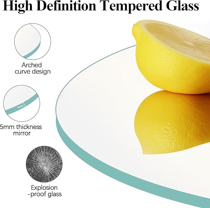 Arched LED Bathroom Mirror, 40"x24" Arch Framless Backlit Mirror with Lights Vanity Mirror for Makeup, Anti-Fog, Dimmable, 3-Color, Memory Function, IP65 Waterproof, UL Listed, Horizontal-Left