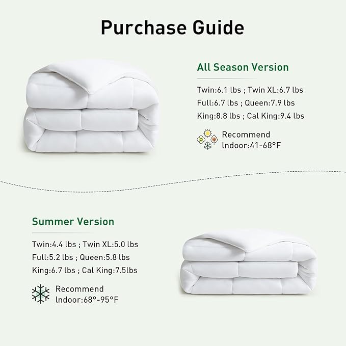 100% Viscose Bamboo Comforter, Soft Lightweight Cal King Size Summer Cooling Comforter, 8 Corner Tabs, Breathable for Hot Sleepers (White-Summer, 104x96)