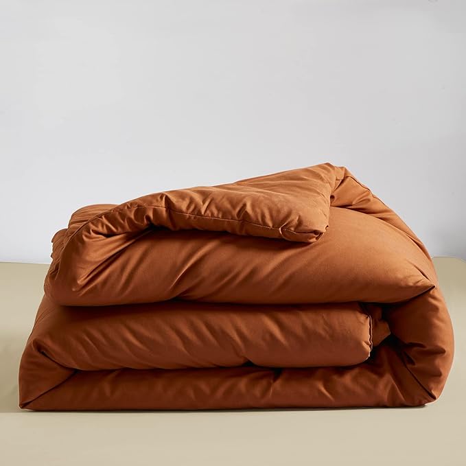 Cottonight Burnt Orange Comforter Set - Full Rust Caramel Bedding - Match Color Solid Cotton Reddish Terracotta Blanket Quilts - Soft Breathable Modern Comforter Set for Women, Men, Adults, Kids