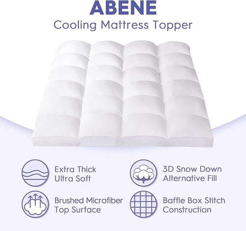 ABENE RV King Mattress Topper for Back Pain Relief, Extra Thick Mattress Pad Pillowtop, Soft Plush Mattress Cover Bed Topper with Deep Pocket, Overfilled Down Alternative Filling, White