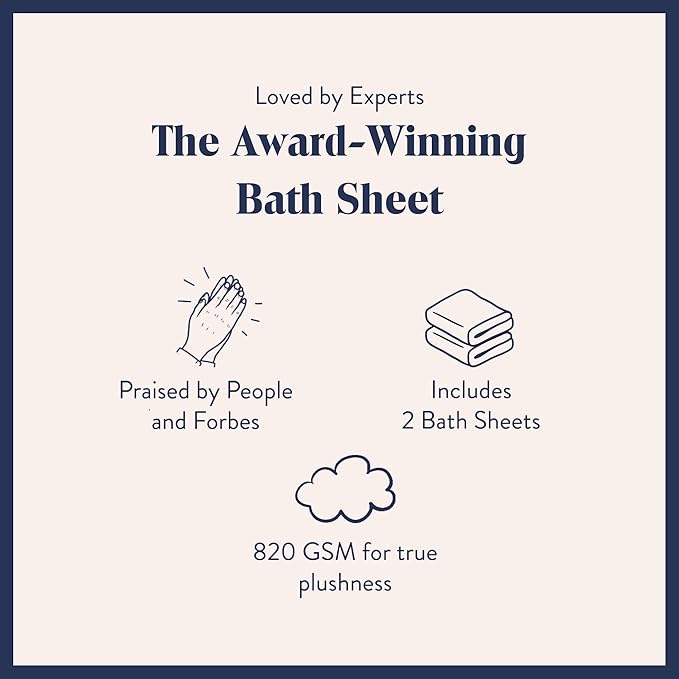 Brooklinen Super-Plush Turkish Cotton Bath Sheets Set of 2 Cotton, 820 GSM, Highly Absorbent, Machine Washable, Perfect for Home & Bathroom (40" x 65"Smoke Gray)