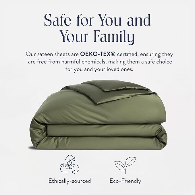 Brooklinen Luxury Sateen Duvet Cover - 100% Cotton, Full/Queen Size in Fresh Moss Green with Extra-Long Corner Ties and Button Closure - Best Full/Queen Duvet Covers